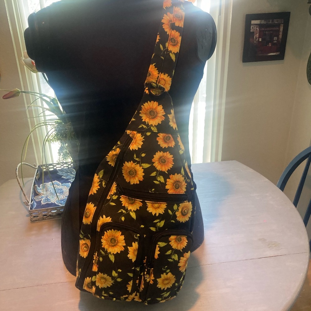 Sunflower Print Sling Bag